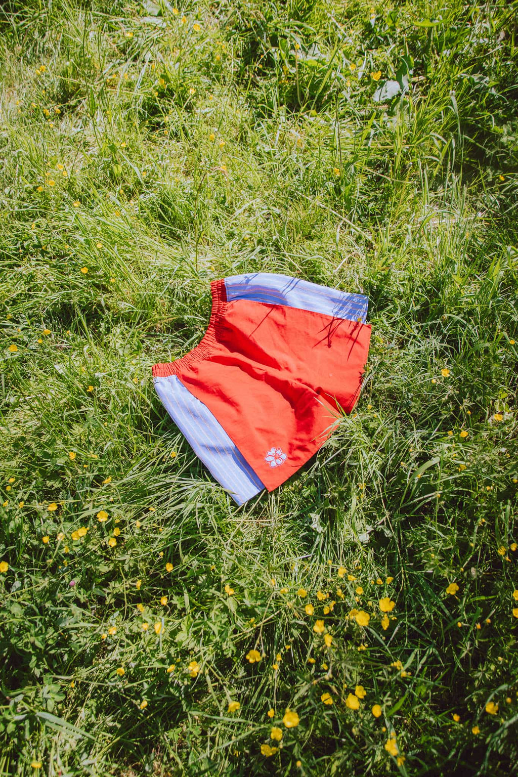 SHORT YUBI - ROUGE ET RAYÉ BLEU
