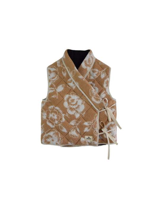 VESTE SHANTI - FLEURIE BEIGE ET MARRON