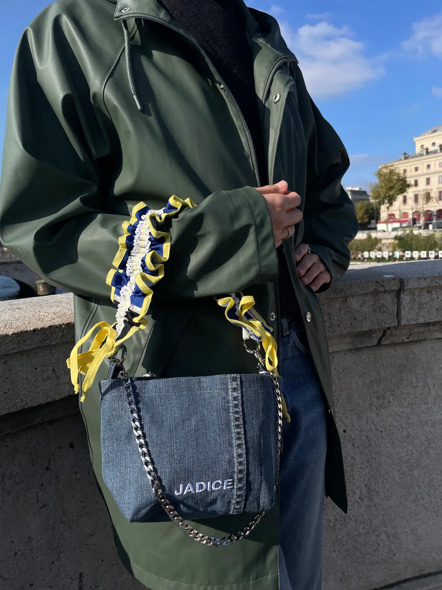 SAC ZEPHYR JEAN BLEU GRIS - ANSE FROUFROU BLEUE ET JAUNE