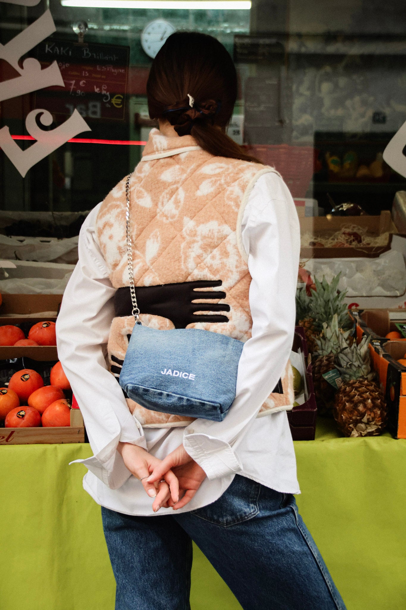 VESTE SHANTI - FLEURIE BEIGE ET MARRON