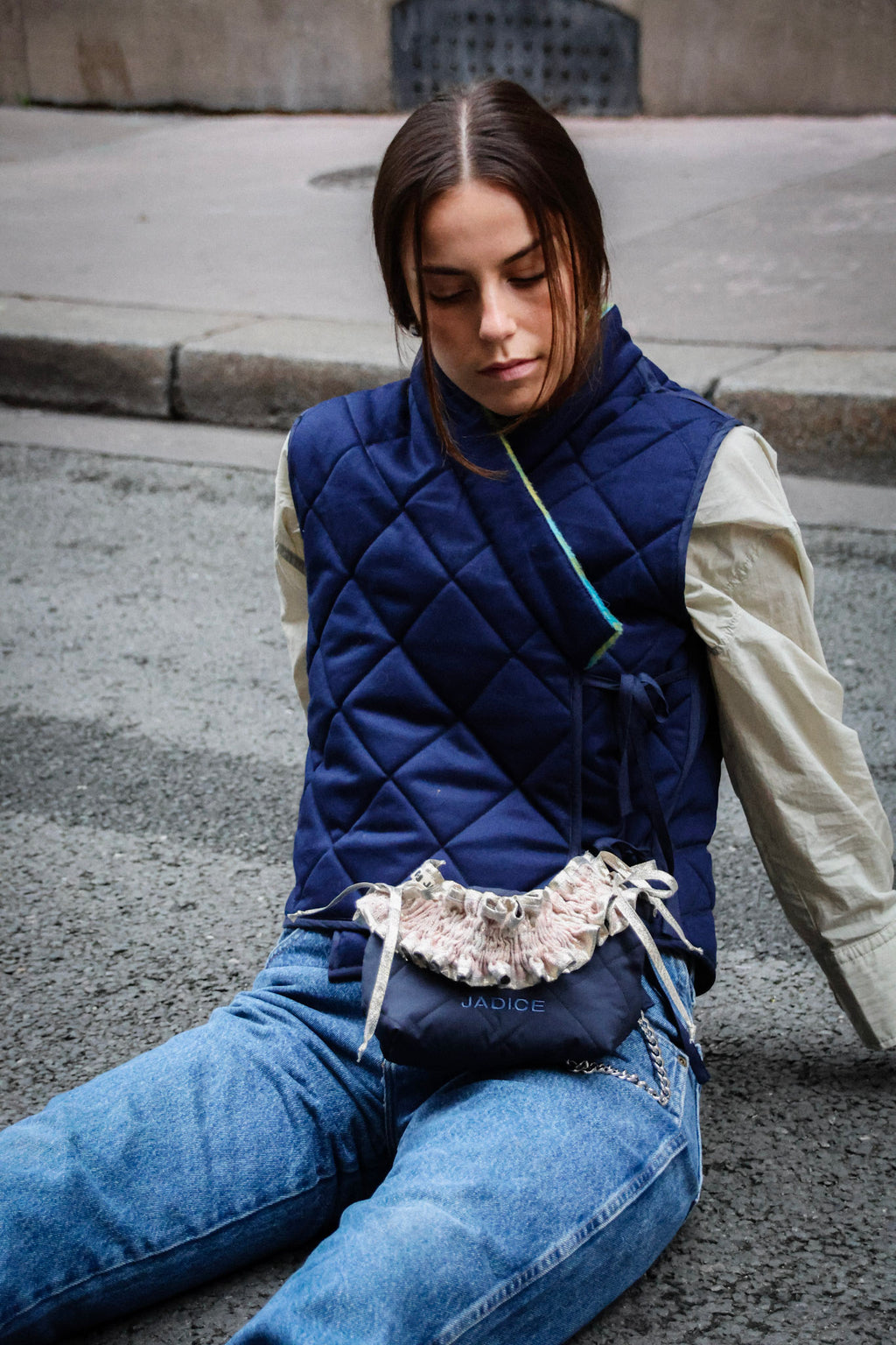 SHANTI JACKET - GREEN AND BLEU FLOWERS